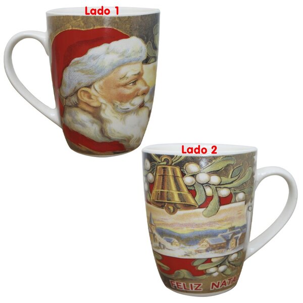 Caneca De Natal Natalina Papai Noel 350ml Cerâmica