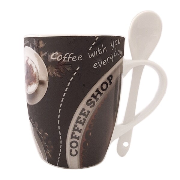 Caneca De Porcelana 240ml Coffee Shop - Casambiente