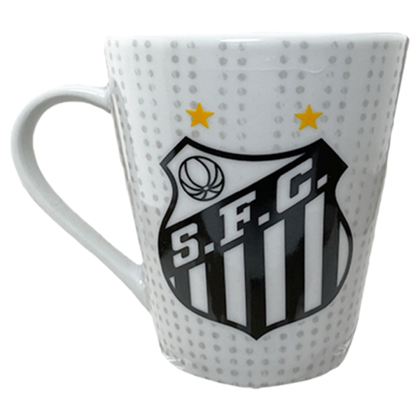 Caneca De Porcelana Allmix Estampa Santos 290 Ml Branco