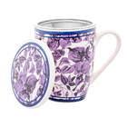 Caneca De Porcelana Com Infusor E Tampa Blue Garden 310ml