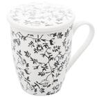 Caneca De Porcelana Com Infusor E Tampa Tiny Flowers 310ml