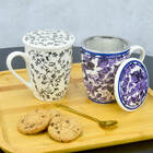 Caneca De Porcelana Com Infusor E Tampa Tiny Flowers 310ml