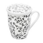 Caneca De Porcelana Com Infusor E Tampa Tiny Flowers 310ml
