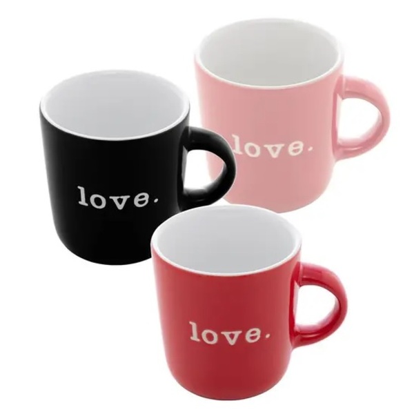 Caneca De Porcelana Love Sortida 170ml- Lyor Preto