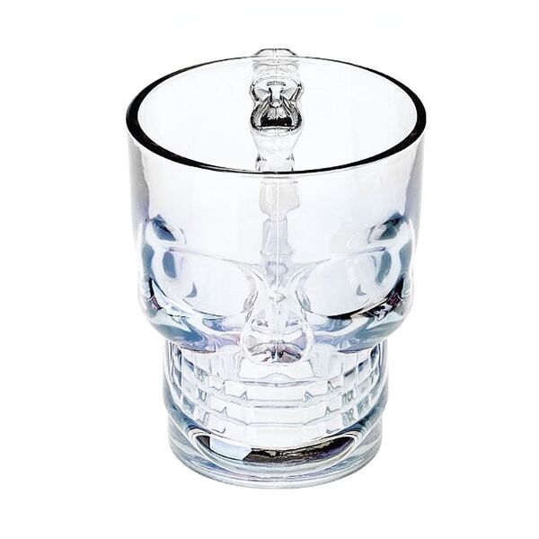 Caneca De Vidro Caveira Azul 500 Ml