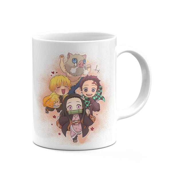 Caneca Demon Slayer Anime 325ml Branca Cerâmina Qualidade