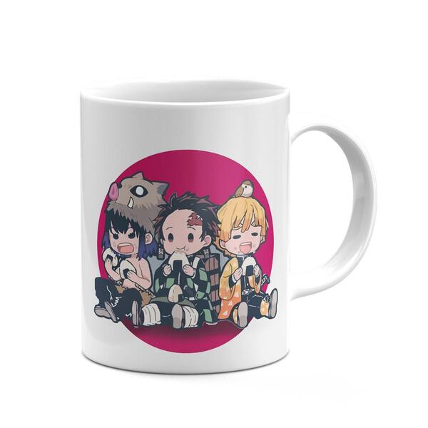 Caneca Demon Slayer Branca 325ml Cerâmina Anime Xicara