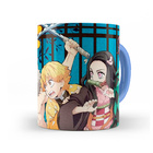 Caneca Demon Slayer Personagens Fight Interior E Alça Azul Cl