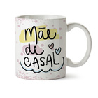 Caneca Dia Das Mães Mãe De Casal Interior E Alça Branca
