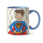 Caneca Dia Dos Pais Super Pai - Interior E Alça Azul Claro -