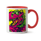 Caneca Dinossauro Cyberpunk Interior E Alça Vermelho