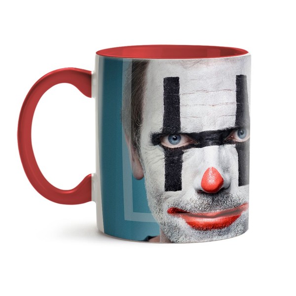 Caneca Doctor House Palhaço - Interior E Alça Vermelho