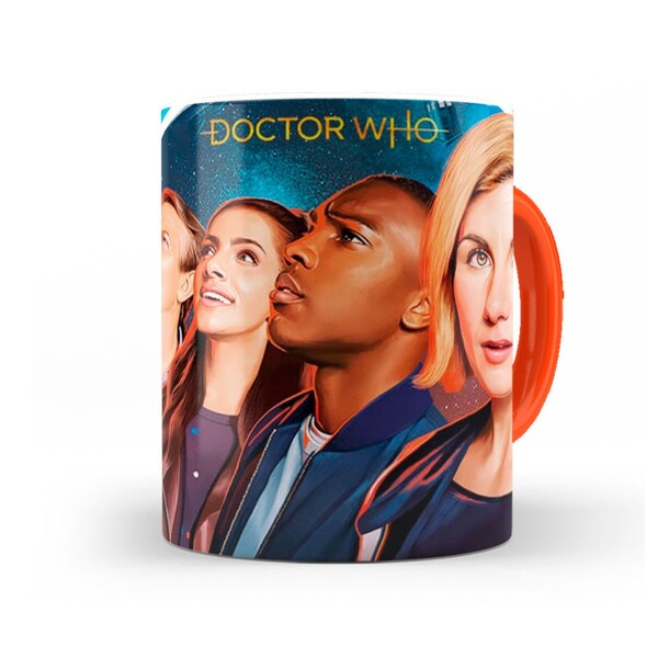 Caneca Doctor Who Personagens Pintura - Interior E Alça Laran