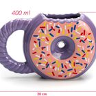 Caneca Donuts Rosquinha Roxa Decorada Cerâmica 3d 400 Ml
