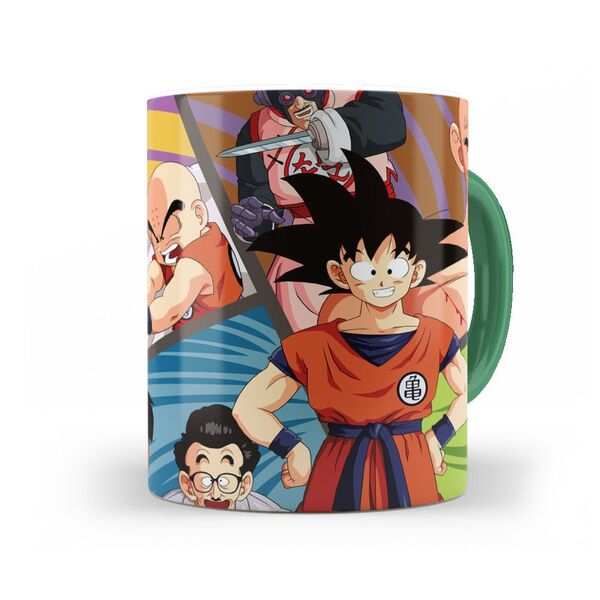 Caneca Dragon Ball Z Personagens Interior E Alça Verde Escuro