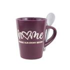 Caneca Em Cerâmica Com Colher Dynasty White Spoon 320ml Rosa