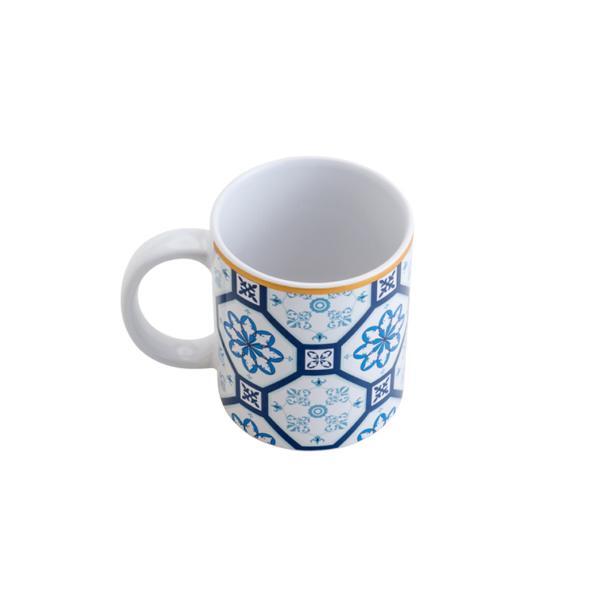 Caneca Em Porcelana Lyor Braga 330ml Branca E Azul