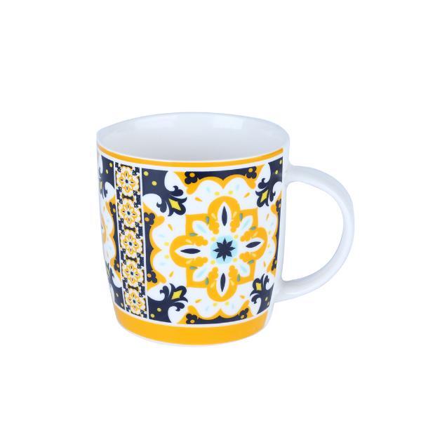 Caneca Em Porcelana Lyor Ladrilho 350ml Laranja
