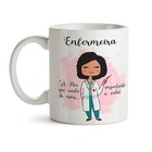 Caneca Enfermeira Branca Cabelo:preto Cacheado