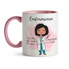 Caneca Enfermeira Rosa Cabelo:preto Cacheado