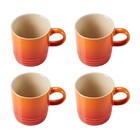 Caneca Espresso De Cerâmica 100ml Le Creuset Laranja 4und