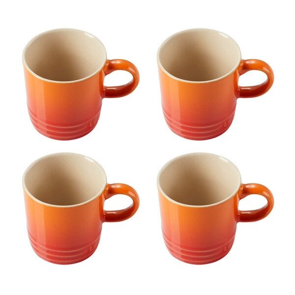 Caneca Espresso De Cerâmica 100ml Le Creuset Laranja 4und