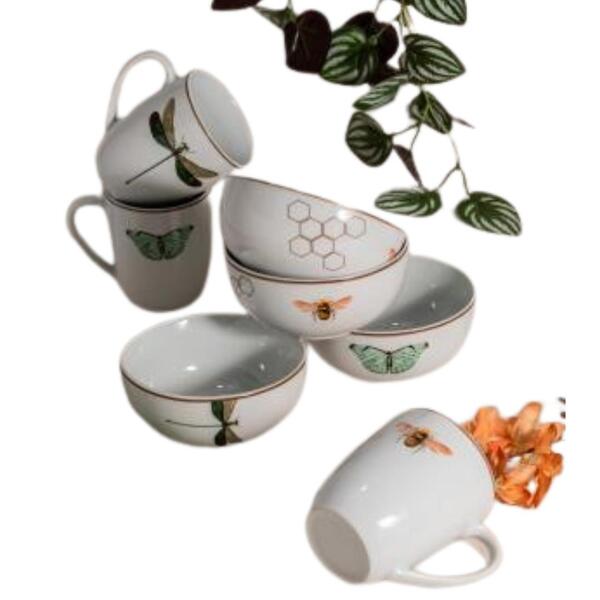 Caneca Estampa De Borboleta Porcelana Cerâmica 340ml