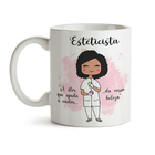 Caneca Esteticista Feminina Branca - Preto Cacheado