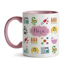 Caneca Farmácia Com Nome Farmacêutica Ícones - Interior E Alç