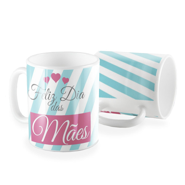 Caneca Feliz Dia Das Mães Listrado Coração