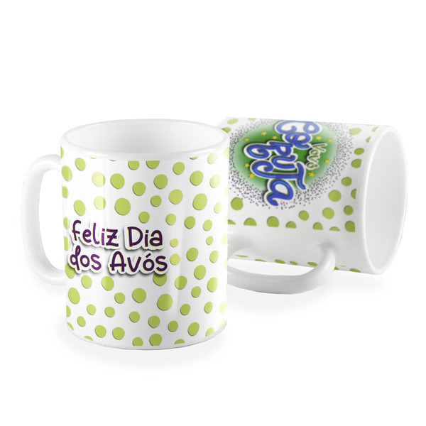 Caneca Feliz Dia Dos Avós Vovô Coruja Poá Verde