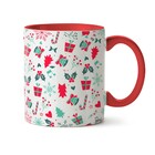 Caneca Feliz Natal  Desenho 01 - Interior E Alça Vermelho