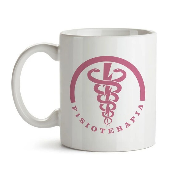 Caneca Fisioterapia Símbolo E Ícones Rosa - Interior E Alça B
