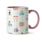 Caneca Fisioterapia Símbolo E Ícones Rosa - Interior E Alça R