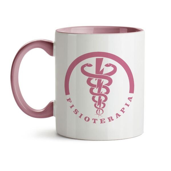 Caneca Fisioterapia Símbolo E Ícones Rosa - Interior E Alça R