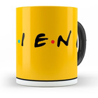 Caneca Friends Logo Amarelo Interior E Alça Preta
