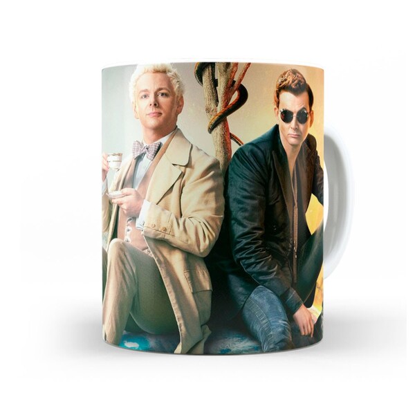 Caneca Good Omens Personagens Interior E Alça Branca