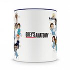 Caneca Greys Anatomy Personagens Cartoon Azul Escuro