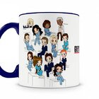 Caneca Greys Anatomy Personagens Cartoon Azul Escuro