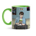 Caneca Harry Potter Gamer - Interior E Alça Verde Claro