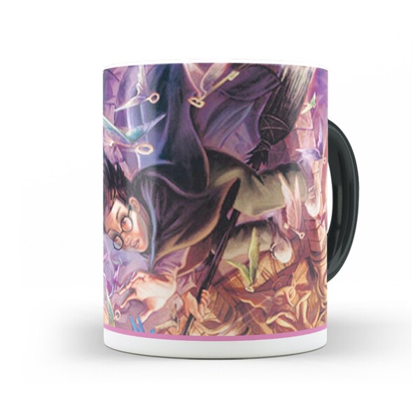 Caneca Harry Potter Vassoura Arte - Interior E Alça Preta