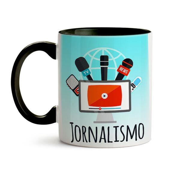Caneca Jornalismo Interior E Alça Preta