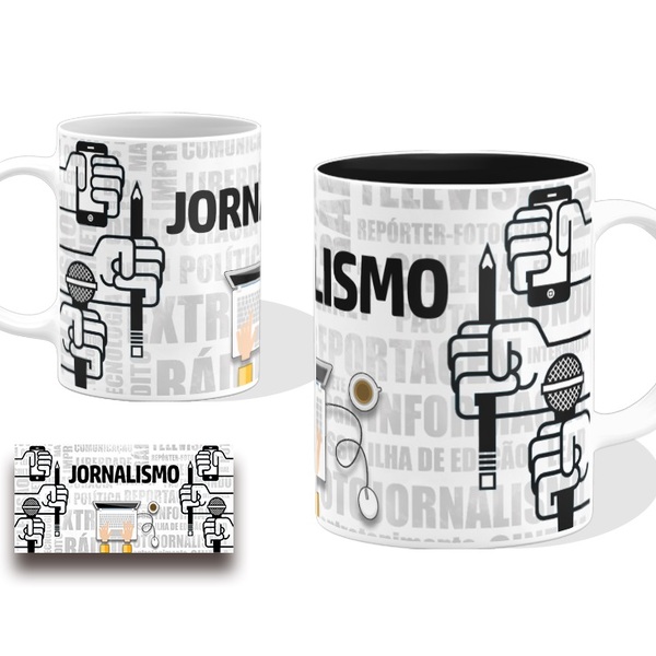 Caneca Jornalismo Profissão Jornalista Branca Cerâmina