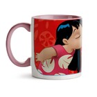 Caneca Lilo   Stitch Amor E Amizade - Interior E Alça Rosa
