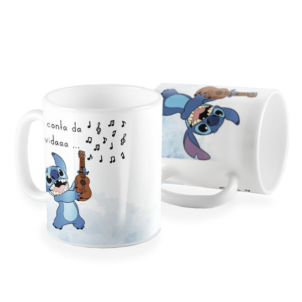 Caneca Lilo Stitch Toma Conta Da Sua Vida Meme Aquarela