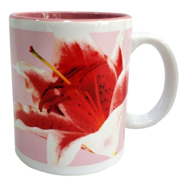 Caneca Liquid Flower Orquidea Em Porcelana 300ml A9,5cm Cor R