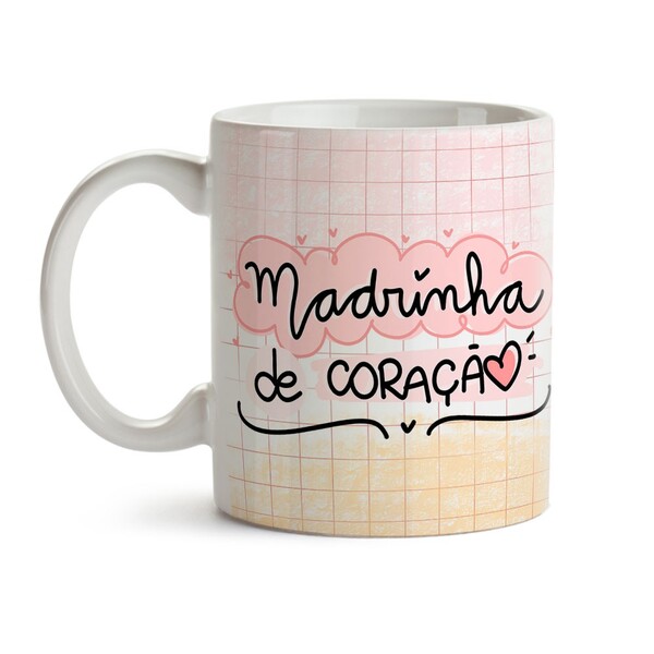 Caneca Madrinha De Coração - Interior E Alça Branca