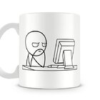 Caneca Meme Pensativo No Computador