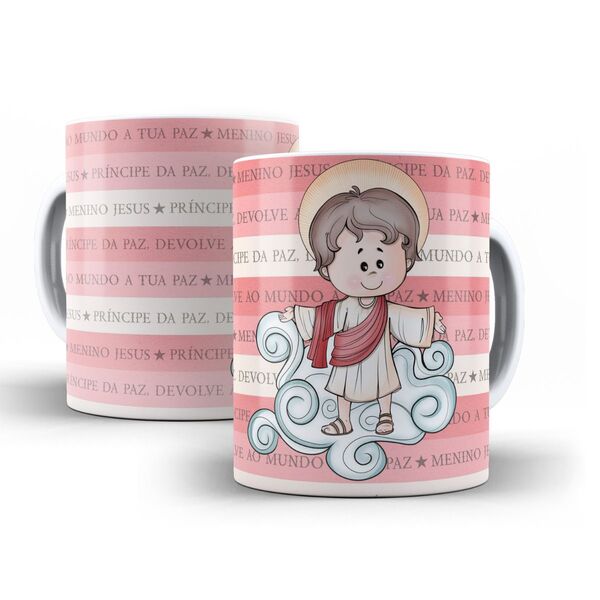 Caneca Menino Jesus Em Cerâmica Branca 325ml Aa