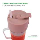 Caneca Mini Liquidificador Portátil C/ 6 Lâminas 420ml Rosa